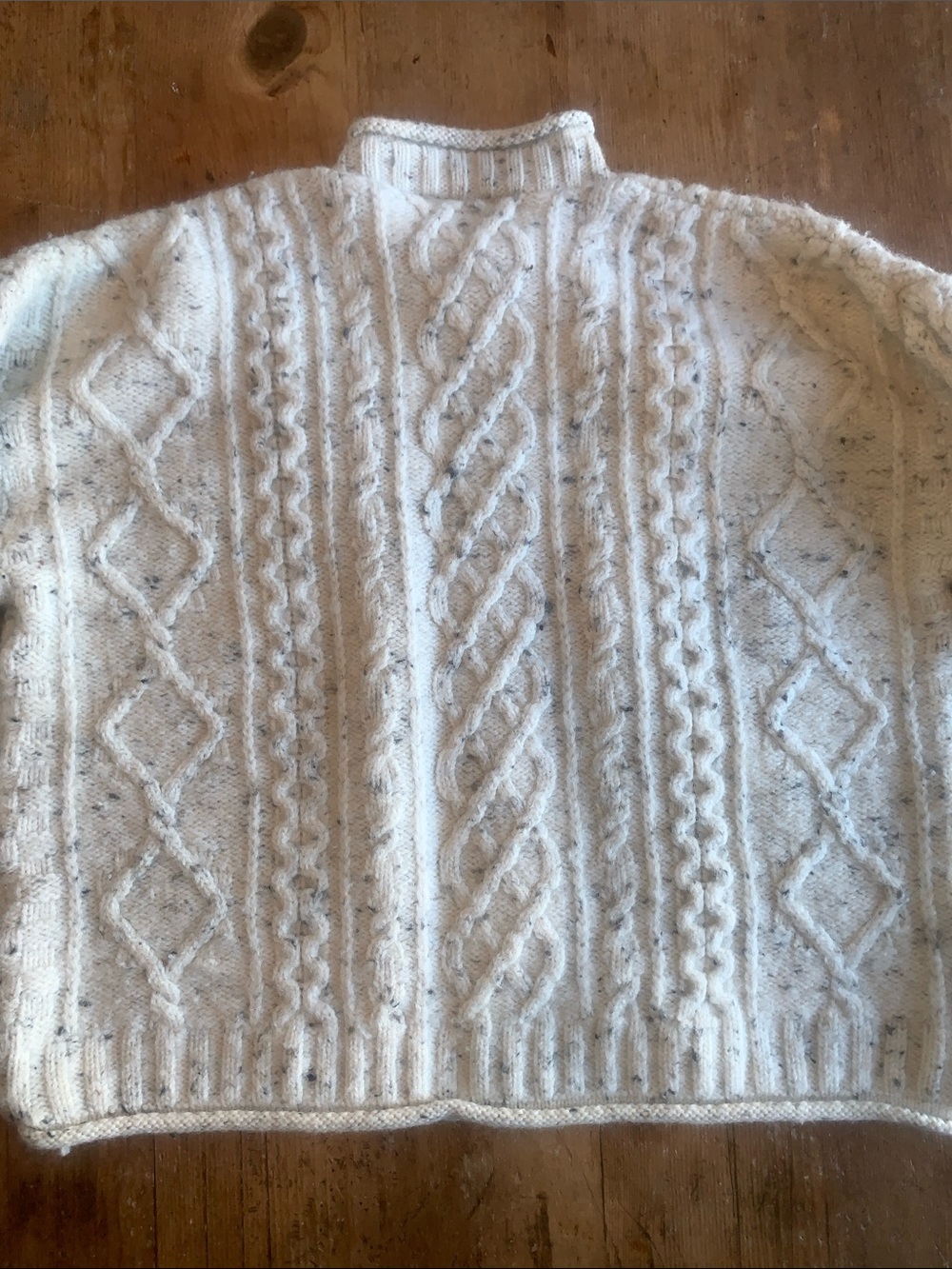 Aran Crafts Cream Speckled Cable Knit Crewneck Sweater - Picture 6 of 16